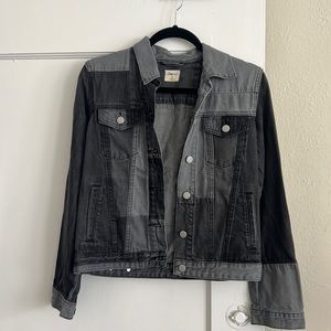 Denim patchwork jacket. A mix of grey and black colors. Size XS. Lightly worn.